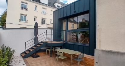 Image Chantier Terminé à Caen : Extension en Ossature Bois sur Pilotis